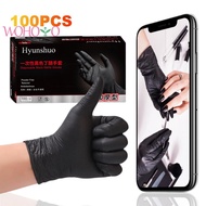 100PCS Disposable Black Nitrile Gloves Black Nitrile Gloves Latex Free Thickened [wohoyo.sg]