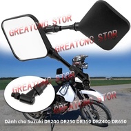 Đen Dual Sport Xe Máy Mặt Gương Cho Suzuki DR 200 250 350 DRZ 400 650 DR650 Tay Cầm Gắn 2 Cái/lô
