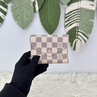 《荃灣實體店》LV 白色棋盤格拼粉色 三摺銀包
