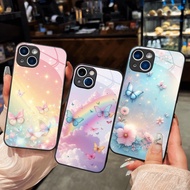 Rainbow 3d Butterfly Glass Case for iPhone 17 16 15 14 13 12 11 8 7 6 6s 6p 7p 8p 6g 7g 8g Pro Max X