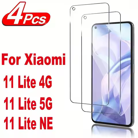 4 Pack Designed for Xiaomi Mi 11 Lite and Xiaomi 11 Lite 5G NE Tempered Glass Screen Protector, Anti