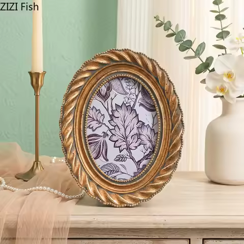 Golden Oval Retro Photo Frames 2.5x3 Inch Family Picture Frame Bedside Table Wedding Anniversary Pho