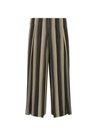 Mens New Elastic Waisted Casual Pleated Striped Pants