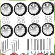 8pcs Luggage Wheels Replacement Kit,Dia 2in/50mm Thick 0.47in/12mm Resistant Rubber Mute Caster Repl