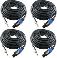 Yoico 4X 25 Feet Professional Speakon to 1/4" Speaker Cables, 12 Gauge AWG 2-Conductor Speakon to 1/