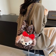 New Cute Duffy Bear Leopard Print Shoulder Bag Casual Classy Messenger Bag