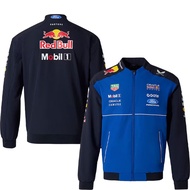 Jaket Perlumbaan Pasukan Red Bull F1 Baharu 2026 Warna Biru dan Hitam dengan Kolar Berdiri dan Zip J