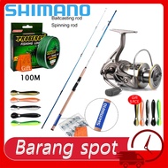 SHIMANO Reel Rod Joran Pancing 1 Set Fishing Rod Spinning Reel Fishing Reel Joran Udang Full Set 1.8-2.7M Rod Jigging