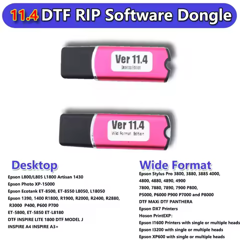 11.4 DTF RIP Software USB Dongle Key For Epson L18050 L8050 L8180 L1800 ET 5800 5850 Hoson i3200 i16