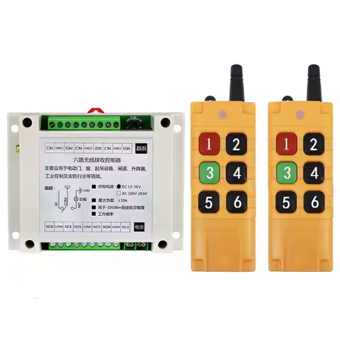 2000m DC 12V 24V 36V 6 CH RF Wireless Remote Control Switch System 6CH 10A Relay Receiver +6 Button 