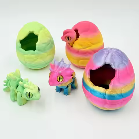 1/3/5PCs 3D Printed Cracked Dinosaur Eggs Ornament Cute Colorful Triceratops Animal Model Figurines 