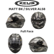ZEUS Helmet Full Face Matt Black/Silver AL58 Free Rear Spoiler Single Visor Smoke Design New L