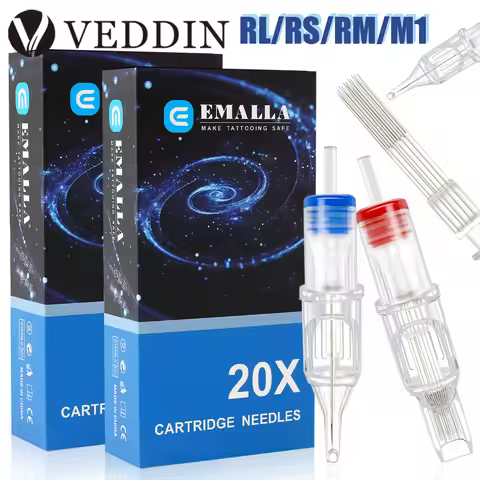 20Pcs Tattoo Needles Disposable EMALLA Tattoo Cartridge Needle RL RS M1 RM Permanent Makeup Tattoo N