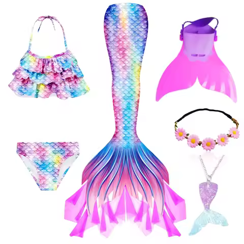 Mermaid Costume Girl Beach Dress Costume Can Add Monofins Bikini Swimming Cosplay Mermaid for Summer