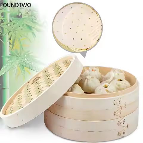 10/15/20cm Cooking Bamboo Steamer Dumpling Food Steamer with Lid Cookware Steam Pot Kitchen Cooking 