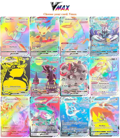 Foil PKM Proxy Cards Vmax Charizard Pikachu Blaziken Mew Umbreon Vaporeon Deoxys Game Collectible Tr
