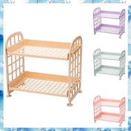 P9Storage Shelves,Plastic Small Storage Shelves - 2 Tier Shelf Shelving,Kitchen Shelf Bathroom Organ