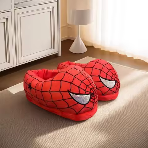 Spider Man Plush Home Slippers Shoes Bag And Warm Full Pack Non-slip Cartoon Cute Cozy Y2K Style Cou