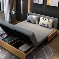 Living Room Foldable Daybed Multifunctional Sofa Bed Solid Wood With Storage