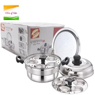 [Made in India] CHENNAI Stainless Steel 10 Idly Cavity Pot Steamer Pot With Steamer Plate Multi Kada