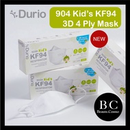 KF94 mask Durio 904K Kid's KF94 3D Fish Mouth Kids Face Mask 4 ply mask Respirator (White) 10 pcs