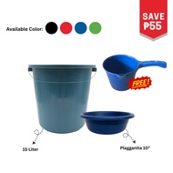 Mirage Marketing 15L Water Pail with Mini Basin and Deep Dipper Laundry Household Bundle