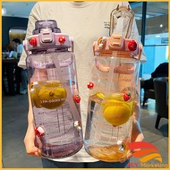 2000ml Reminder water bottle with straw scale big bottle 2Liter gym bottle sport water bottles