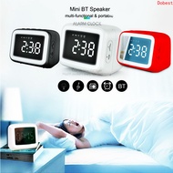 MINI Bluetooth Speaker Bedside Light Mirror Digital Alarm Clock Radio Music Bedtime Wireless Speaker Support TF Memory Card with MIC