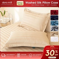 DORAMILL  🌟Star Hotel Premium Washed Silk  3cm Stripes Pillow Case Sarung Bantal 1200 TC Hotel Quali