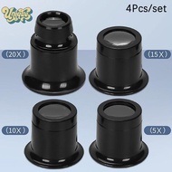 (Unique) 4pcs/set Eye Loupe Magnifiers 5x/10/15x/20x Watch repair tool kit Jewelry Loupe Magnifier M