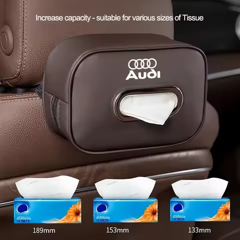 2025 Hot Leather Car Seat Tissue Box Storage Bag Tool For Audi A1 A2 A3 A4 A5 A6 A7 A8 Q1 Q2 Q3 Q4 Q