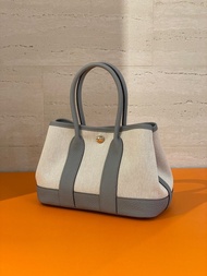 🔥實體店現貨｜全新愛馬仕Hermès Mini Garden Party冰川藍帆布銀扣_GALAXYLUXURY