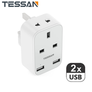 Double 2 Pin Plug Singapore 2 Pin to 3 Pin Wall Charger Adaptor Plug Electric Shaver Razor Adaptor Toothbrush Plug with 2 USB PortsTESSAN 2500W10A Fuse USB Adapter Plug  Adaptor Travel Adapter Power Strip for Home Office Travel Phones