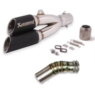 สลิปออน Kawasaki Ninja400/Z400 วัสดุแสตนเลสเกรด304 + ปลายท่อ เอเค (AK) ท่อคู่ ฟรีจุกลดเสียง มีสีให้เ