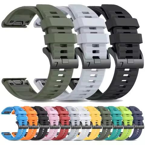 QuickFit 22 26mm Silicone Strap For Garmin Fenix 6 6X Sapphire/7X 7 Pro Solar/5 5X Puls/Enduro 3/Tac