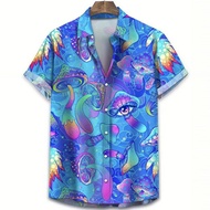 Men's fashion printed polo shirt short sleeved shirt plus size, printed mushroom shirt