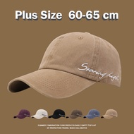 Soft Top Baseball Cap New Big Head 60-64 Cm Washed Cap Breathable Curved Eave Cap