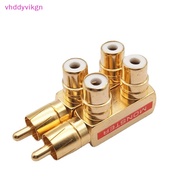 VHDD  Style Adapter DIY Accessories Gold Plated AV Audio Splitter Plug RCA Adapter 1 Male To 2 Female F Connector SG
