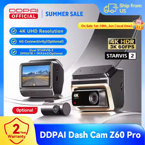 【For US】2025 DDPAI 4K Dash Cam Z60 Pro Support Front and Rear Car Camera SONY STARVIS2 678 Sensor 5G