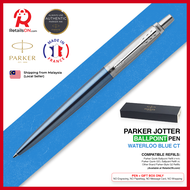 Parker Jotter Ballpoint Pen - Waterloo Blue Chrome Trim (with Black - Medium (M) Refill) / {ORIGINAL} / [RetailsON]