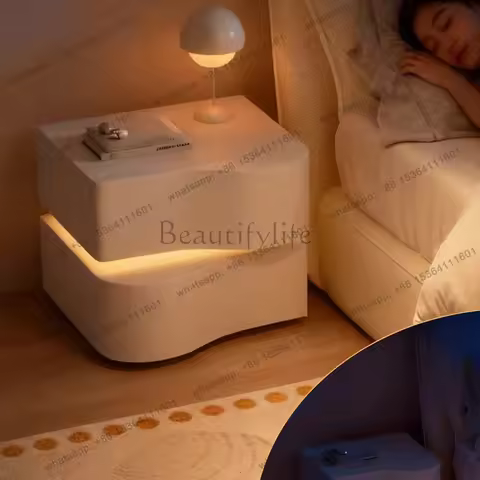 yj21 Wood Modern Bedside Table Bedroom Mobile Coffee Cabinets Storage Luxury Drawers Nightstand Orga