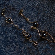 流動的曲線靈感人生黑珍珠耳環 美產14K注金