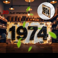 2D Flat - [2D Flat] 1pc 1974 Themed Vintage Metal Sign | 2D Flat Printing Decorative Sign and Plaque