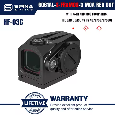 SPINA OPTICS LED Enclosed 3MOA Red Dot Sight Multi Reticles Shake Awake with S-FR&MOS Adapter For G1