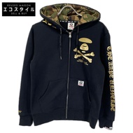 A Bathing Ape AAPSWMF3079XX 黑色 x 金色 Bonsal 印花拉鍊連帽衫 M 碼 [二手]