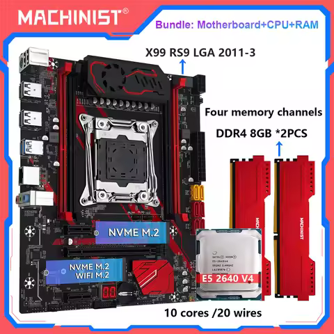 MACHINIST X99 RS9 Motherboard Combo Support LGA2011-3 Xeon E5 2640 V4 CPU and DDR4 16GB RAM NVME M.2