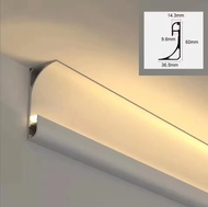 Frameless Recessed Aluminum Profile PC Diffuse Channel Gypsum Backlight Top Corner Linear Hard Light