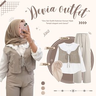 Modern Women's Suits | 3in1 Outfit Ala Gen Z Look| Coffee Coffee | Blouse + Pants + Hijab - CM149N