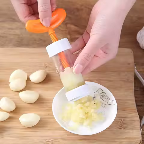Household Manual Garlic Puree Grinder Kitchen Rotating Garlic Press Manual Garlic Squeezer