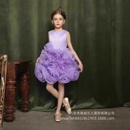 FG25-20603 Children's Party Dress. Girl's Splicing 3D Rose Puffy Skirt Sleeveless Princess Dress Siz